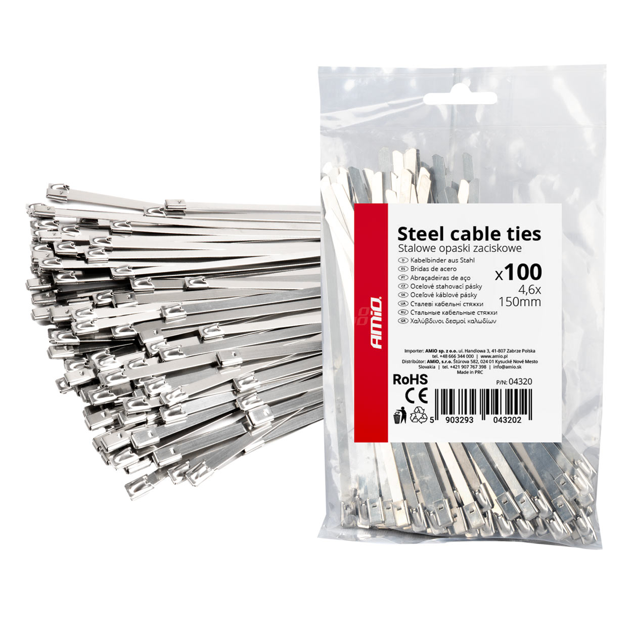 04320 Legaturi metalice din otel inoxidabi 4,6 С… 150mm 100 buc