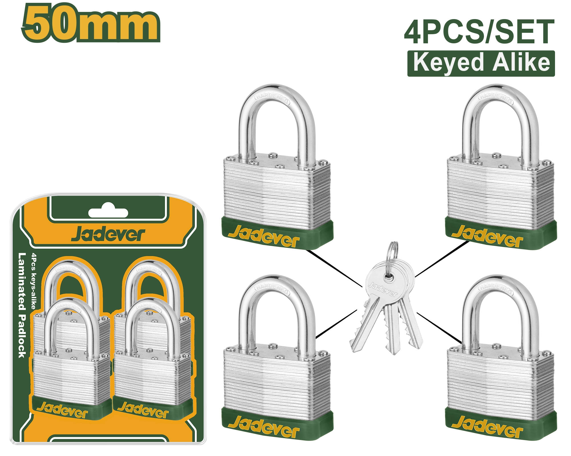 Set 4 lacăte cu o singură cheie 50mm JDPDL454 Jadever