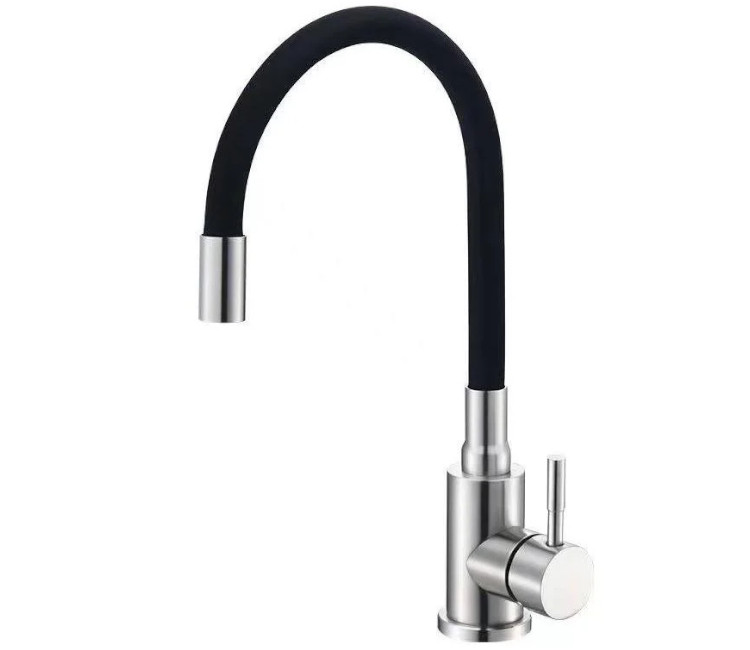 Baterie de bucătărie SLAT MLT-40103VR(B) – pipă flexibilă Ø35, negru (acoperire cu lac), fără furtunuri