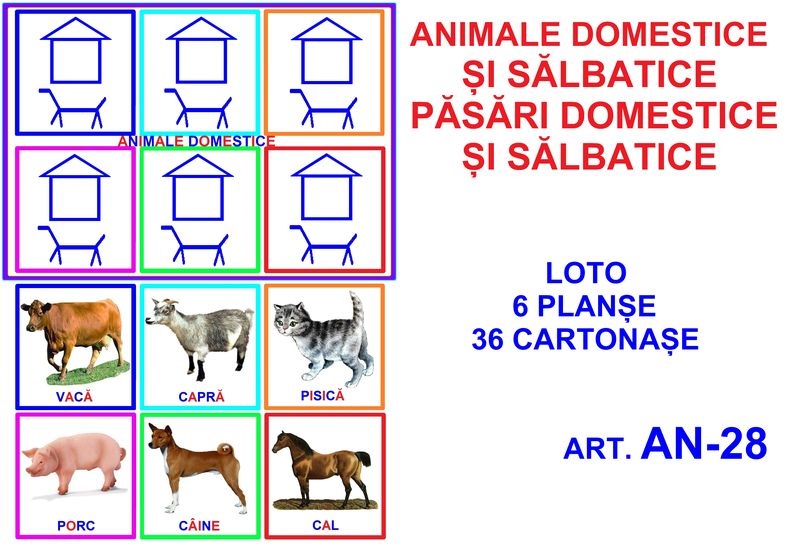 AN-28 Joc Loto Animale sălbatice şi domestice