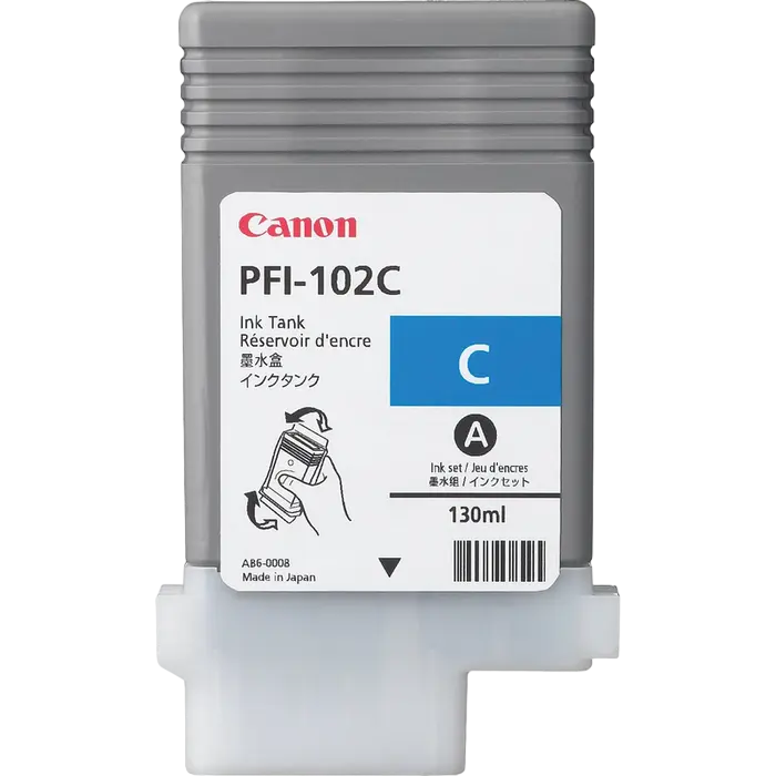 Cartuș de cerneală Canon PFI-102, 130ml, Cyan