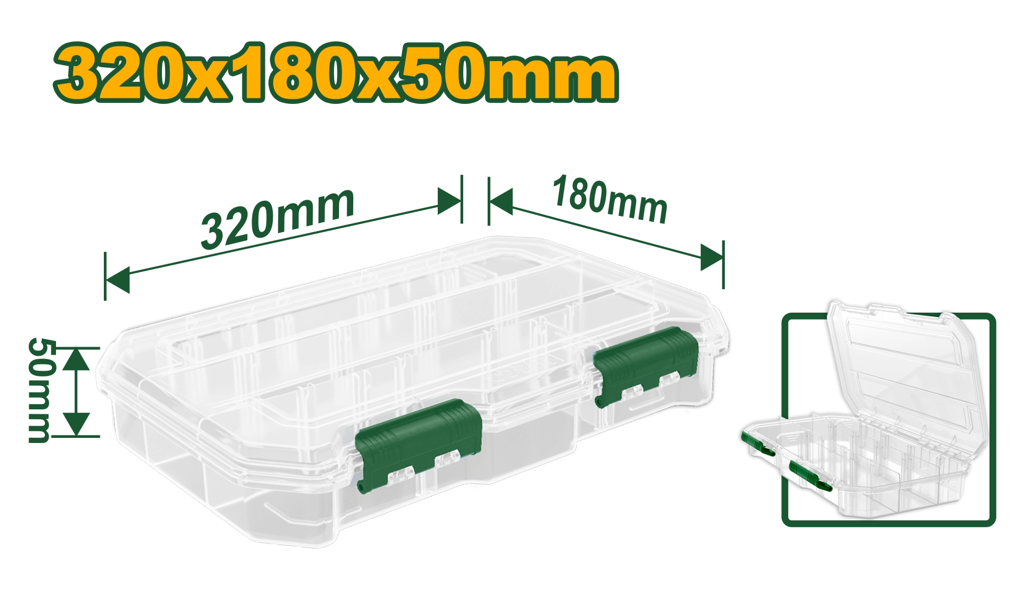 Organizator din plastic (L) cu 13 compartimente 320x180x50 mm Jadever