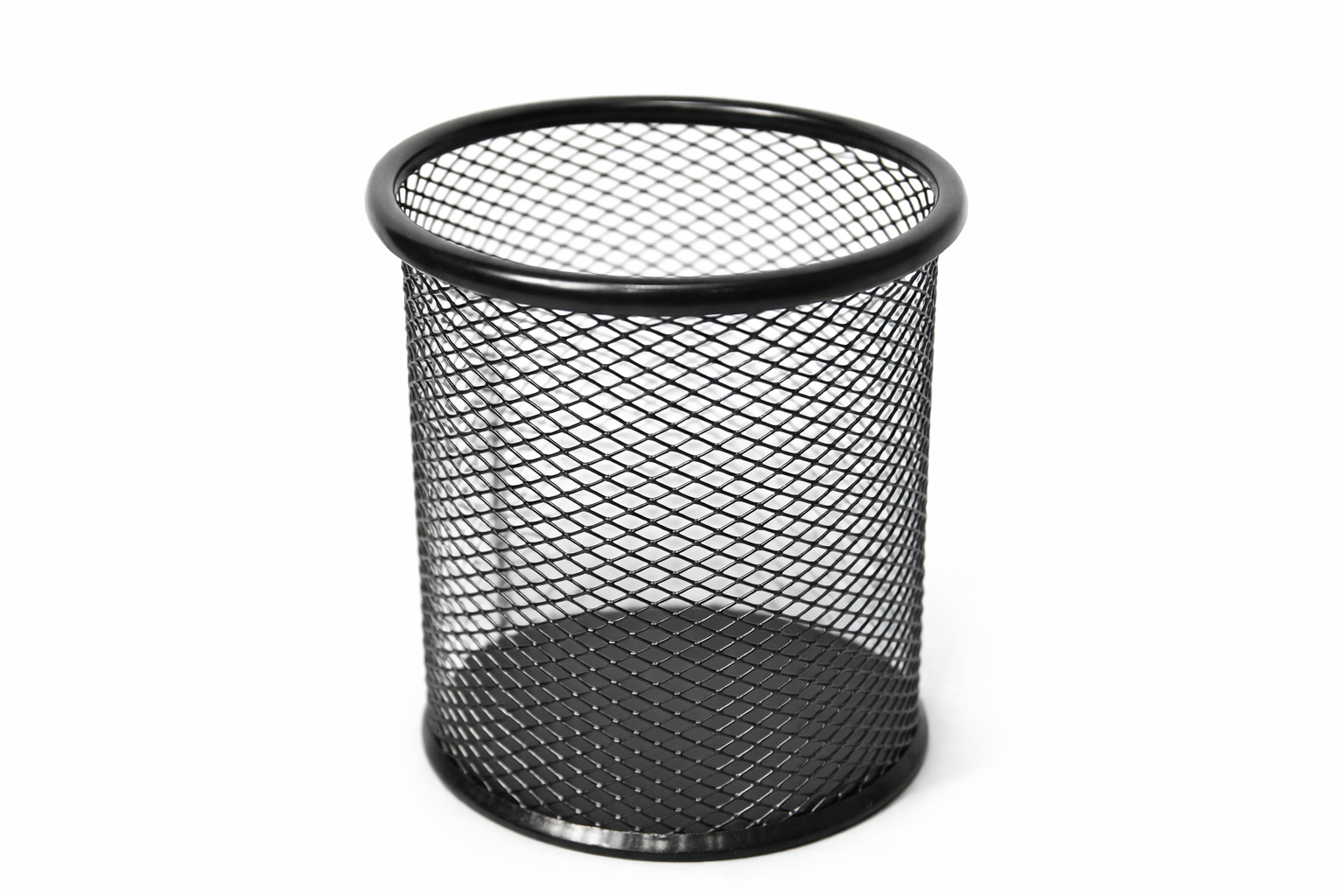 Pahar pentru pixuri metalic, plasa mesh, rotund, negru, 10 cm, suport rezistent pentru creioane, organizator birou, office