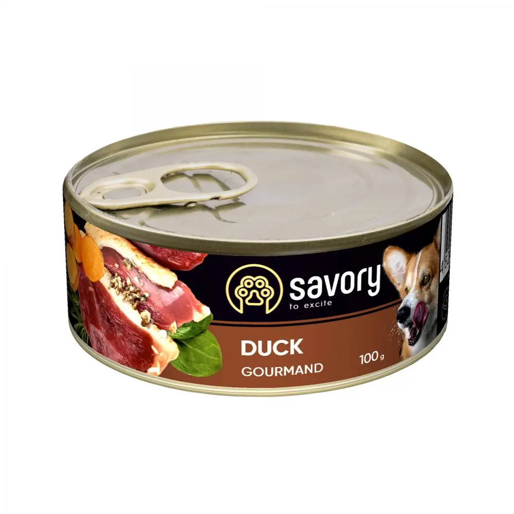 Savory Dog Adult Gourmand duck 100g, hrană umedă cu rață pentru câini