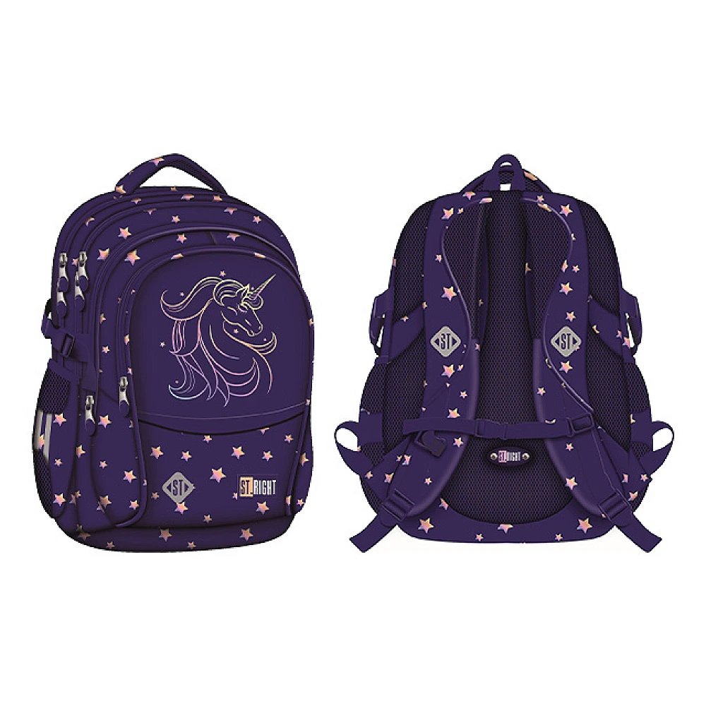 Ghiozdan scolar ortopedic 32X21X43 cm Unicorn Glow