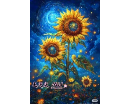 Mozaic cu Diamante 40 x 50 cm Floarea-Soarelui Cosmica, Diamond Painting, Kit Creativ cu Strasuri Acrilice, Panza pe Targa