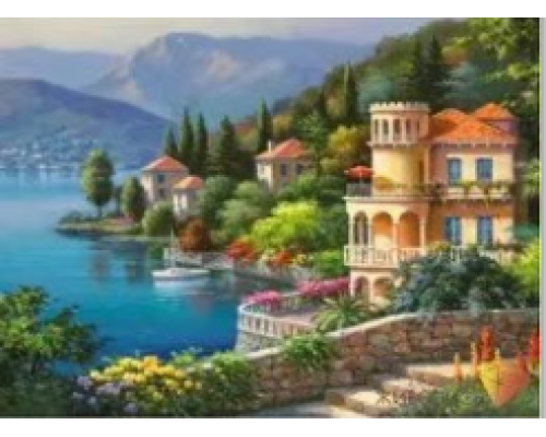 Mozaic cu Diamante 40 x 50 cm Mal Mediteranean, Diamond Painting, Kit Creativ cu Strasuri Acrilice, Panza pe Targa