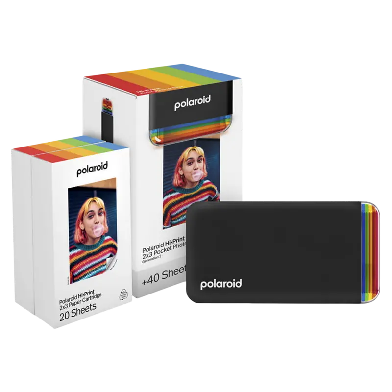 Imprimantă foto Polaroid Hi-Print 2x3 Generation 2 E-Box, 54 x 86 mm, Negru