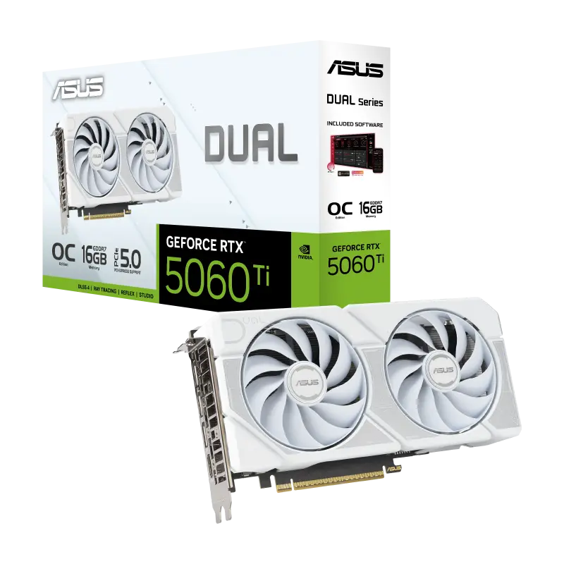 Placă Video ASUS DUAL-RTX5060TI-O16G-WHITE, 16GB GDDR7 128bit