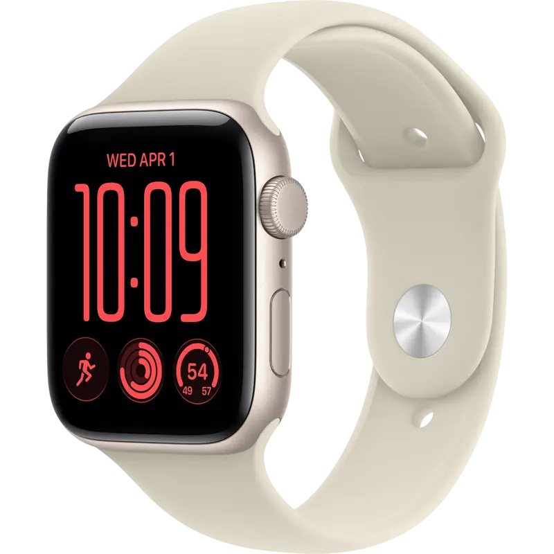 Apple Watch SE 3 44mm Aluminum Case with Sand Sport Band - S/M MJL34 GPS, Starlight