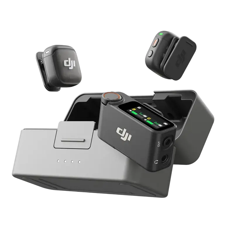 Microfon portabil pentru înregistrare vocală DJI Mic 3 (2 TX + 1 RX + Charging Case), Fără fir, Negru