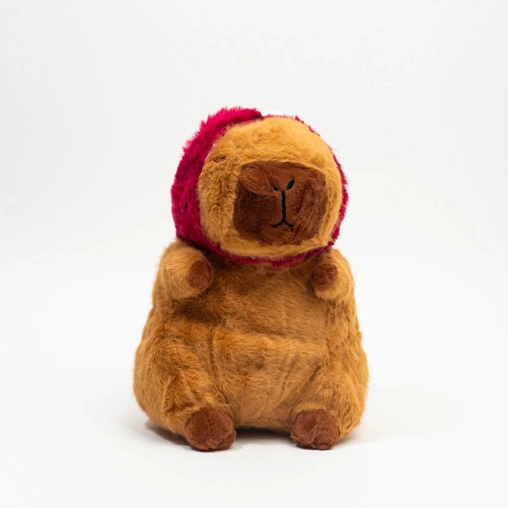 Jucărie moale Capibara cu căciuliță roz 26 cm