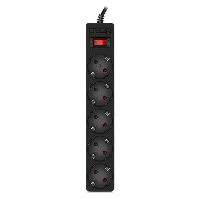 Prelungitor electric SVEN SF-05E, 5 Prize, 3m, Negru