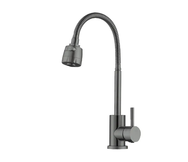 Baterie de bucătărie SLAT MLT-40202GG – pipă flexibilă U-shape Ø35 GunGrey (fără furtunuri)