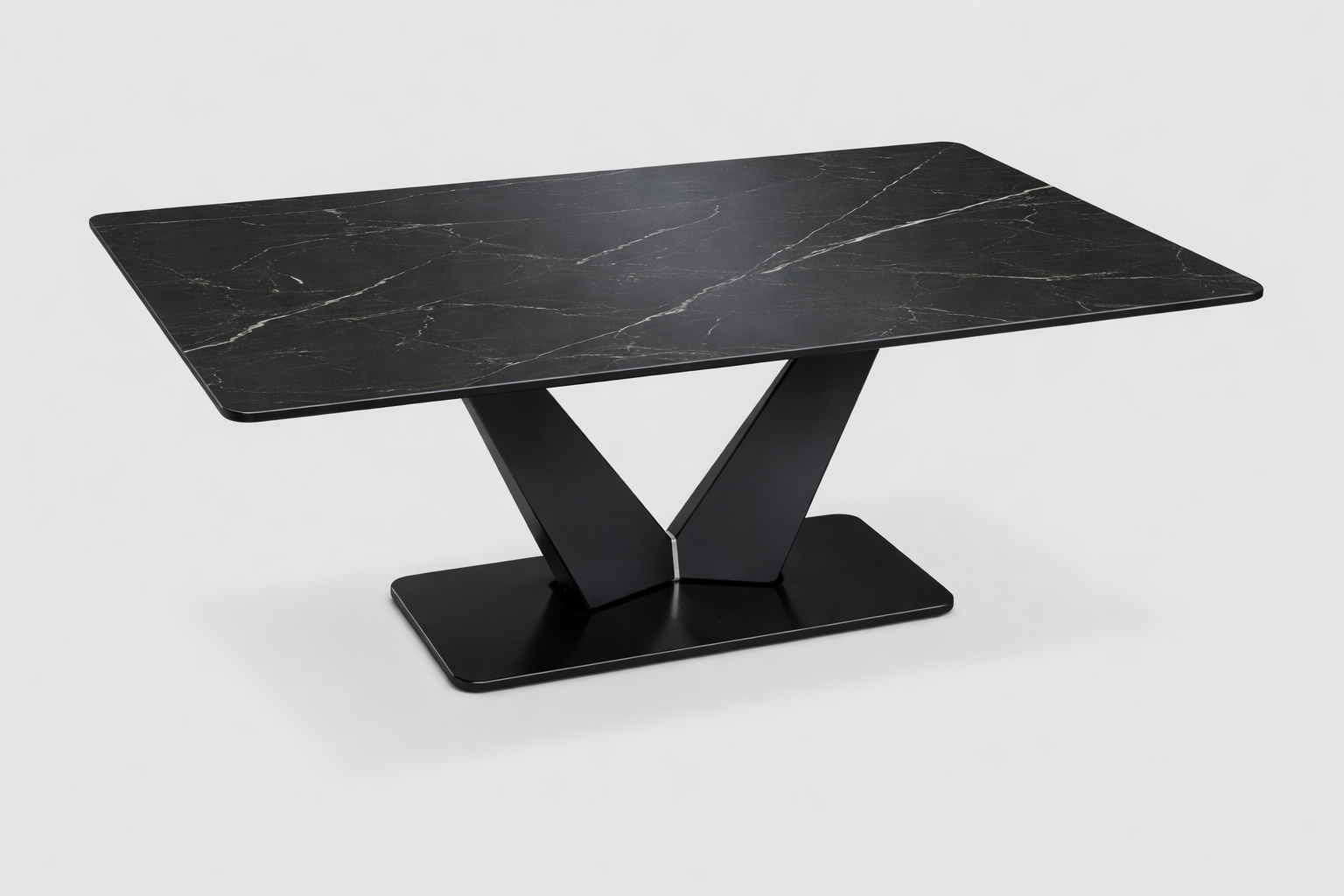 Masă extensibilă de dining "Apex Black" — Ceramică aspect marmură neagră (extensibil)