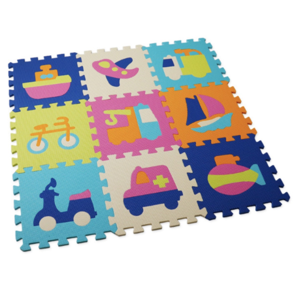Covoraș-puzzle educativ „Mașinuțe și avione”, 9 elem.