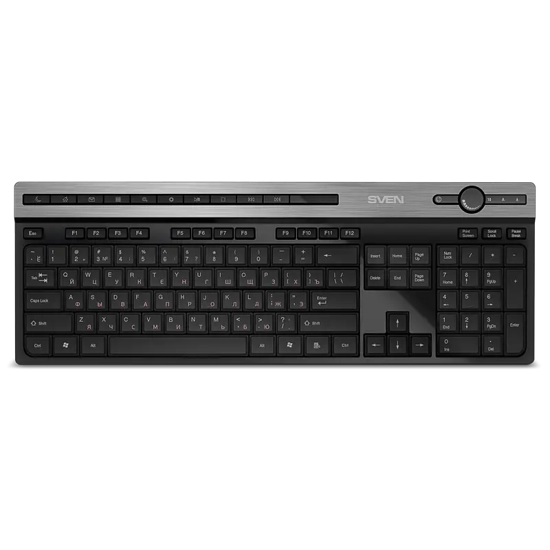 Tastatură SVEN KB-E5500W, Fără fir, Negru | Argintiu