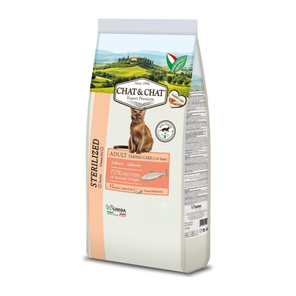 GHEDA hrana pentru pisici  Chat&Chat Expert Adult Sterilizat cu Salmon 14kg