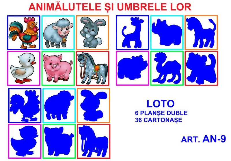 AN-9 Joc Loto Animaluțe și umbre