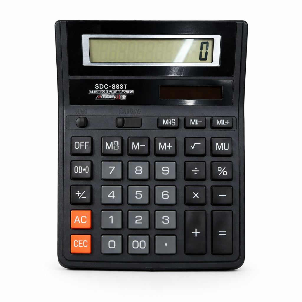 Calculator de Birou 12 Digiti, 19.5x15.5 cm, Display LCD Mare, Calculator Electronic cu Memorie si Procent pentru Birou, Contabilitate, Magazin si Scoala