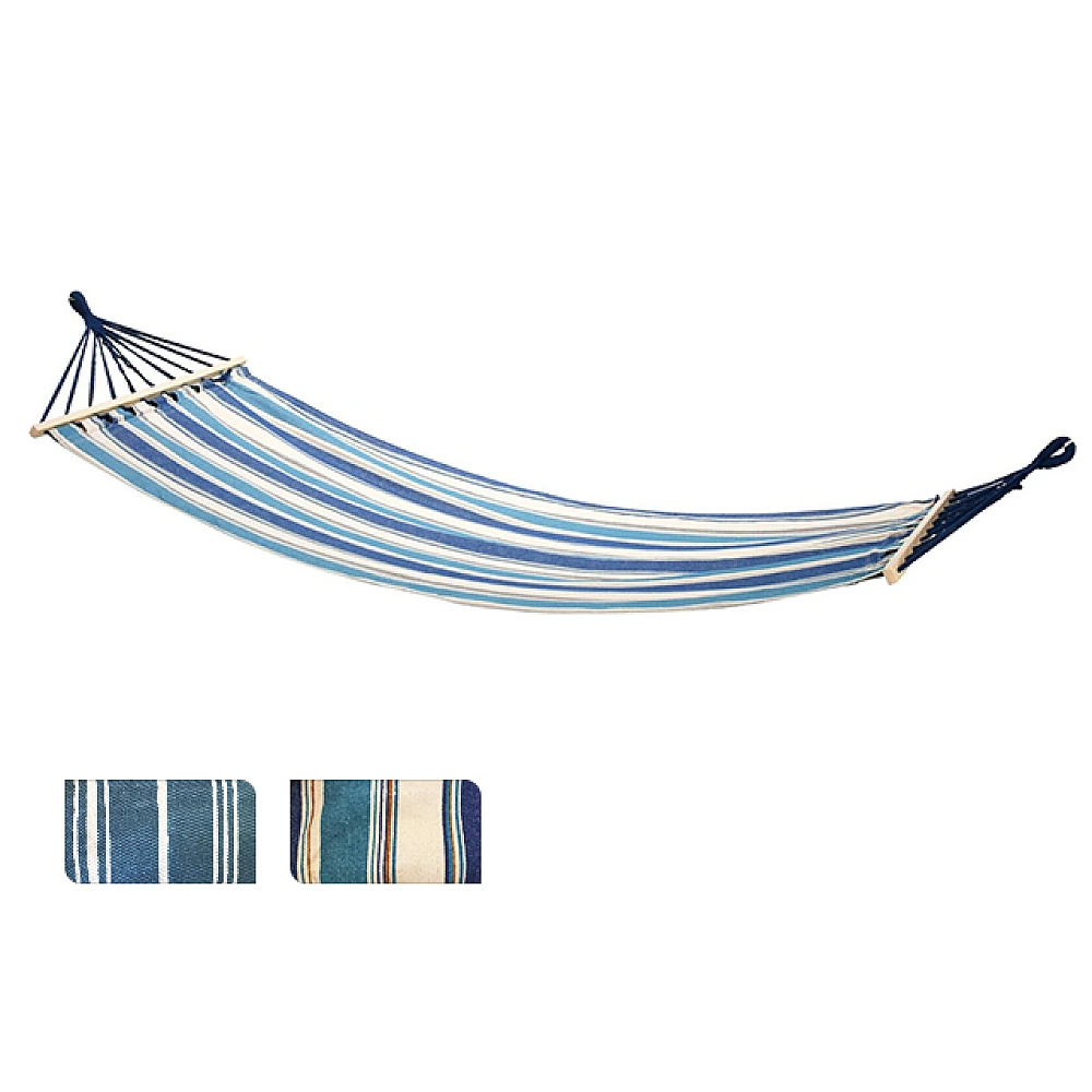 Hamac textil 200X80cm, cu suporturi din lemn, multicolor, max 120kg