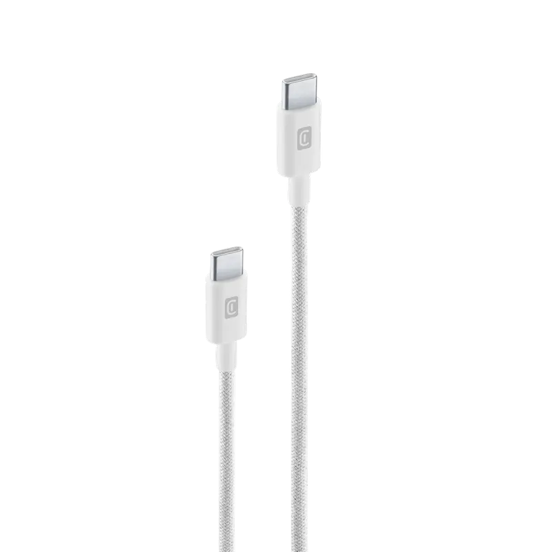 Cablu de încărcare și date Cellularline Power Braided, USB Type-C/USB Type-C, 2,5m, Alb