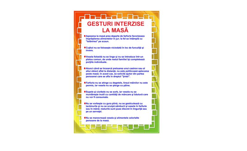 D19-8.2 Gesturi interzise la masă (planşă A3)