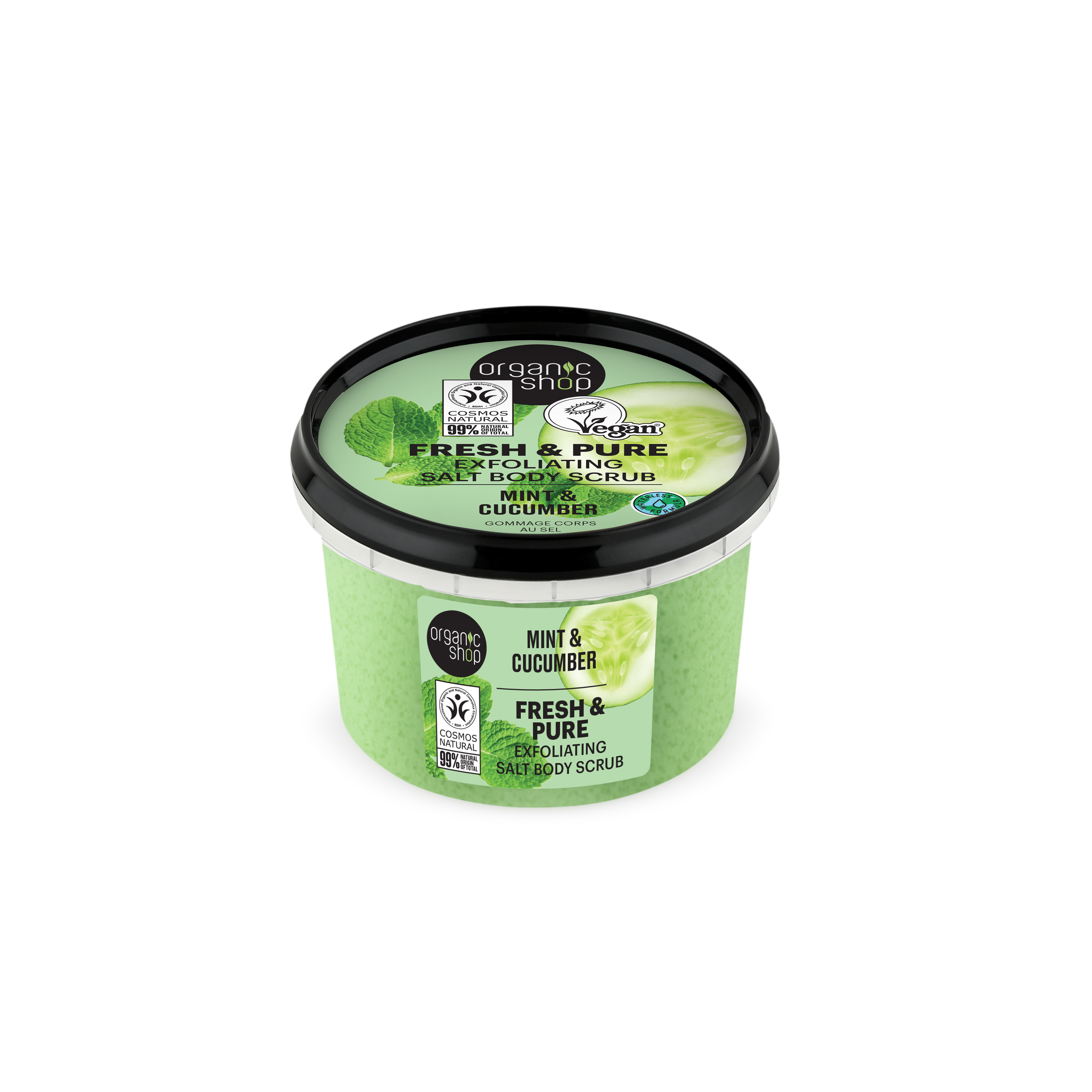 Organic Shop Scrub de corp Fresh&Pure exfoliant Mentă și Castravete 250ml