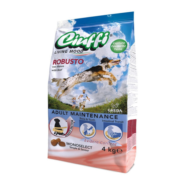 GHEDA hrana pentru caini  CIUFFI ROBUSTO ( vita)  4kg