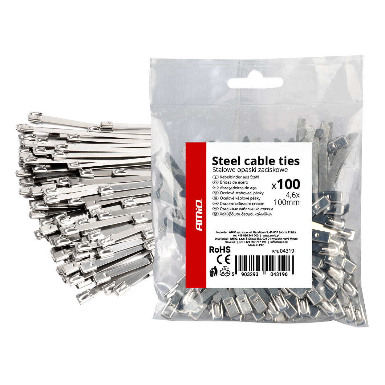 04319 Legaturi metalice din otel inoxidabil 4,6 С… 100mm 100 buc