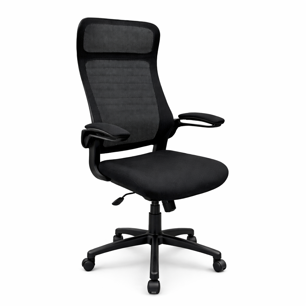 Scaun Birou Ergonomic Aron Negru, Mecanism TILT cu Blocare, Reglabil pe Inaltime, Baza Plastic Rezistenta, 120 kg, Confort pentru Workstation & Home Office