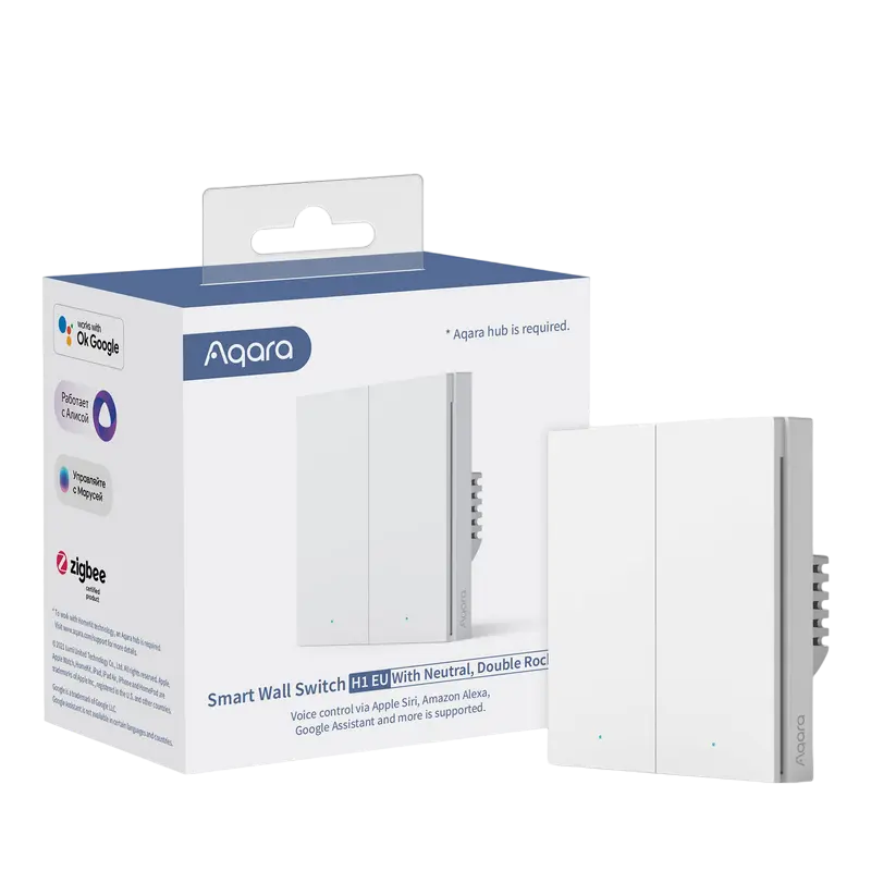 Comutator inteligent AQARA H1, Două chei fără neutru, Alb