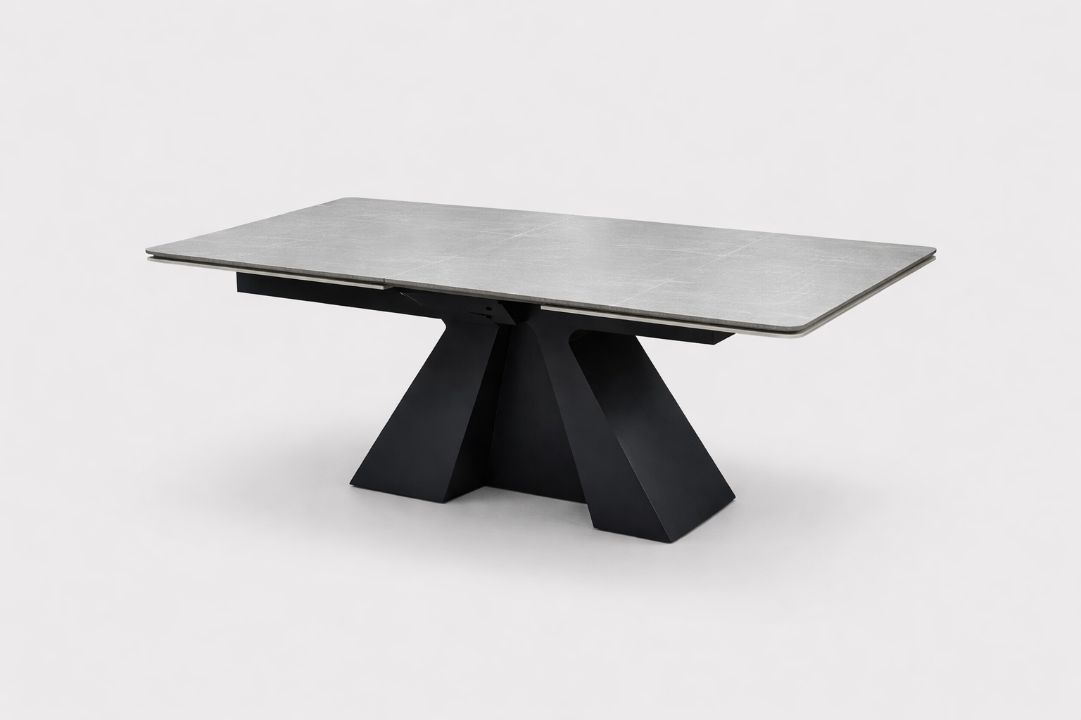 Masă de dining extensibilă "Titan Gray", blat ceramică, picior central design