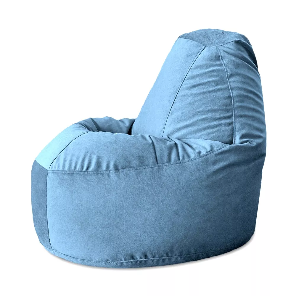 Fotoliu Bean Bag Lux din velur, culoare albastra