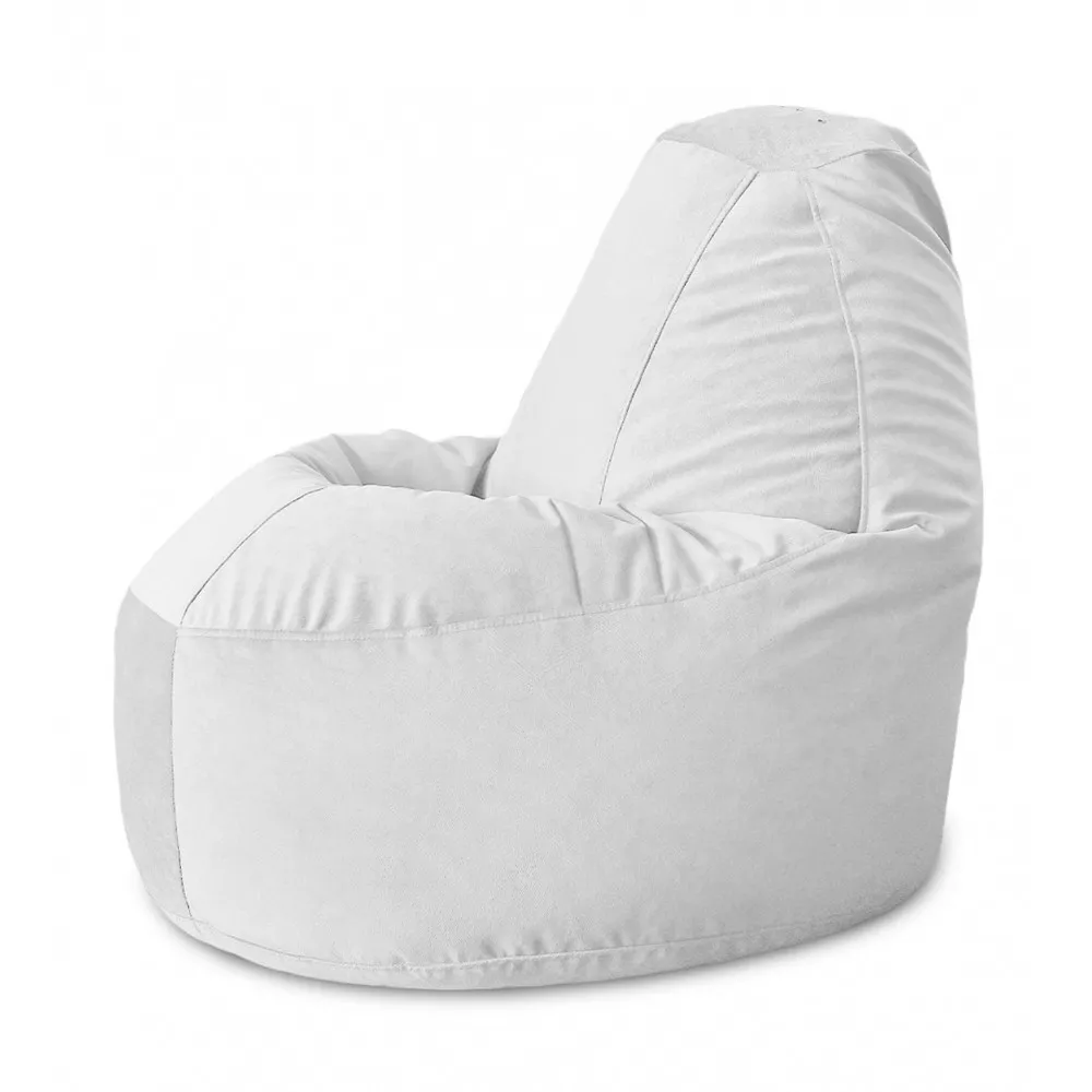 Fotoliu Bean Bag Lux din velur, culoare alba