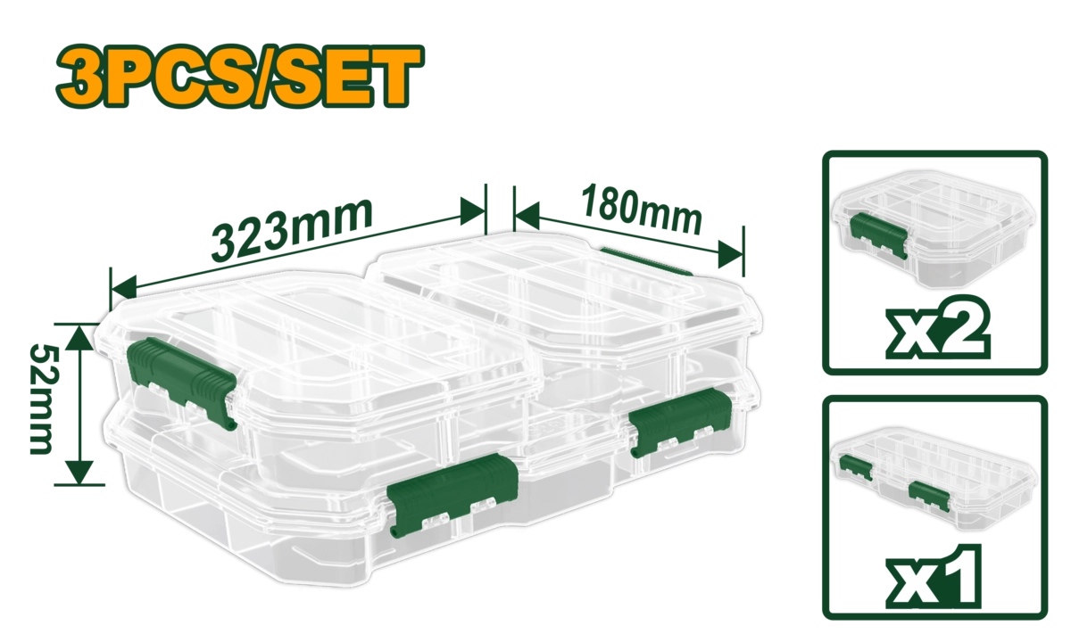 Set 3 organizatoare din plastic (2xS + 1xL) Jadever