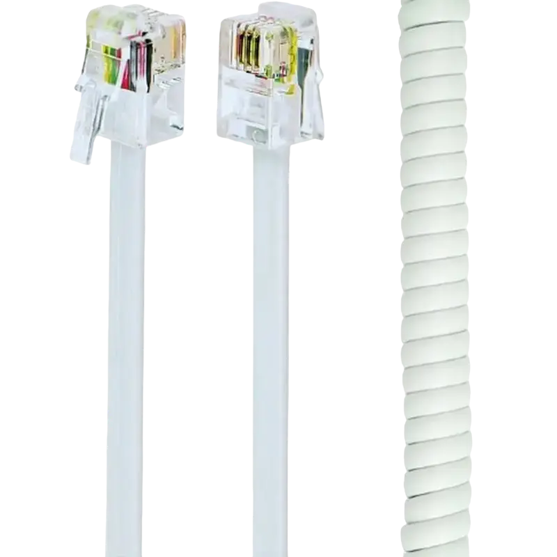 Cablu spiralat al receptorului telefonic Cablexpert TC4P4CS-2M, Alb