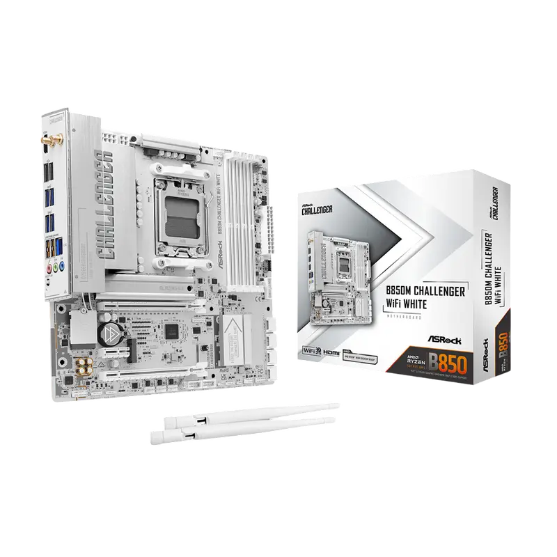 Placă de bază ASRock B850M CHALLENGER WIFI WHITE, AMD B850, Micro-ATX