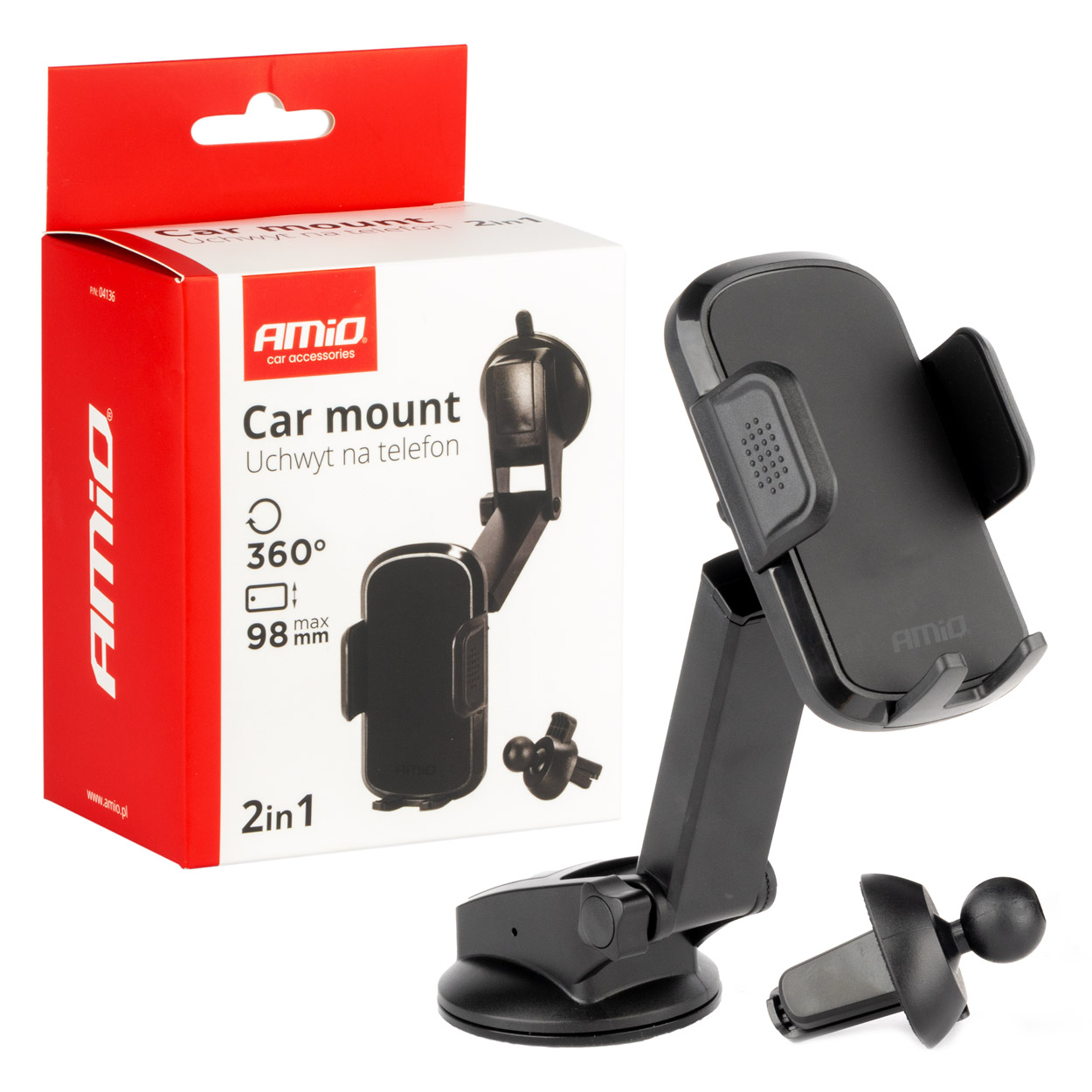 04136 Suport telefon 2 in 1 pentru grila de aerisire a parbrizului