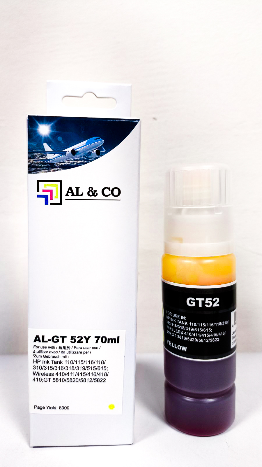 Cerneală HP Premium compatibilă GT-52 Yellow for Ink Tank 1xx/3xx/4xx/Smart Tank 2xx/3xx/4xx/5xx/6xx/7xx/5xxx/7xxx/Smart Tank Plus 5xx/6xx/GT 5810/5820 (70 ml)