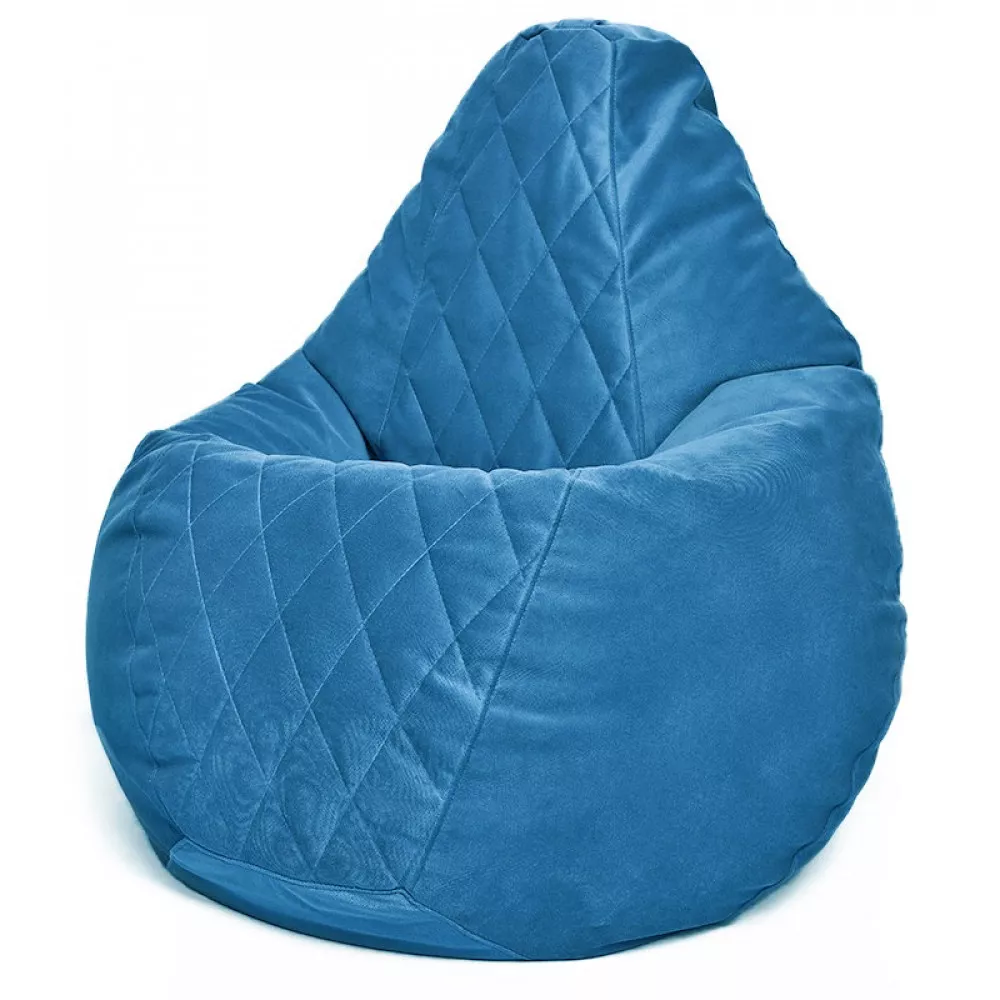 Fotoliu BeanBag din velur Maserrati "Romb", marimea "L" culoarea albastră