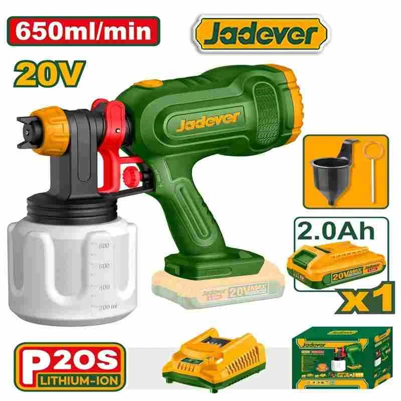 Pistol de vopsit cu pulverizare cu acumulator 20V 800ml + 1 ac.; Jadever