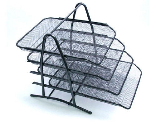 Tavita pentru documente, 4 compartimente, negru, metal, A4