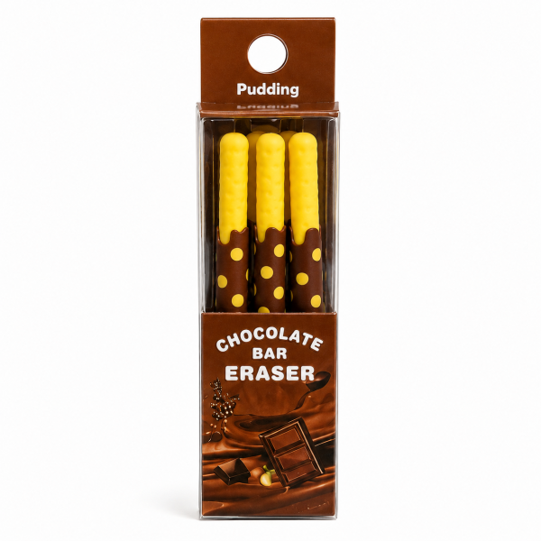 Set 3 Radiere Figurative Chocolate Bar, Model Fructe Asortate, Tip Baton de Ciocolata, Pentru Scoala si Birou