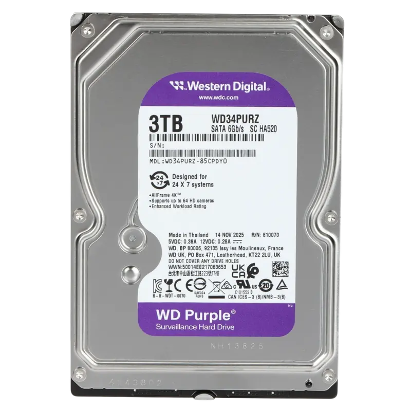 Unitate HDD Western Digital WD Purple, 3.5", 3 TB <WD34PURZ>