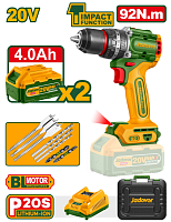 Mașină de găurit cu percuție cu acumulator 20V 92Nm + 2 ac.; Jadever