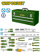 Set de scule de mână în cutie metalică 120 piese Jadever