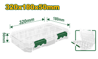 Organizator din plastic (L) cu 13 compartimente 320x180x50 mm Jadever