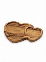 Farfurie-menajeră «Două inimi» din stejar natural (31x19 cm)