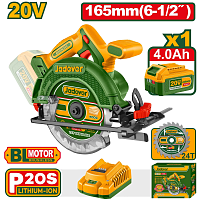 Ferăstrău circular manual cu acumulator 20V 165mm + 1 ac. (4.0Ah); Jadever